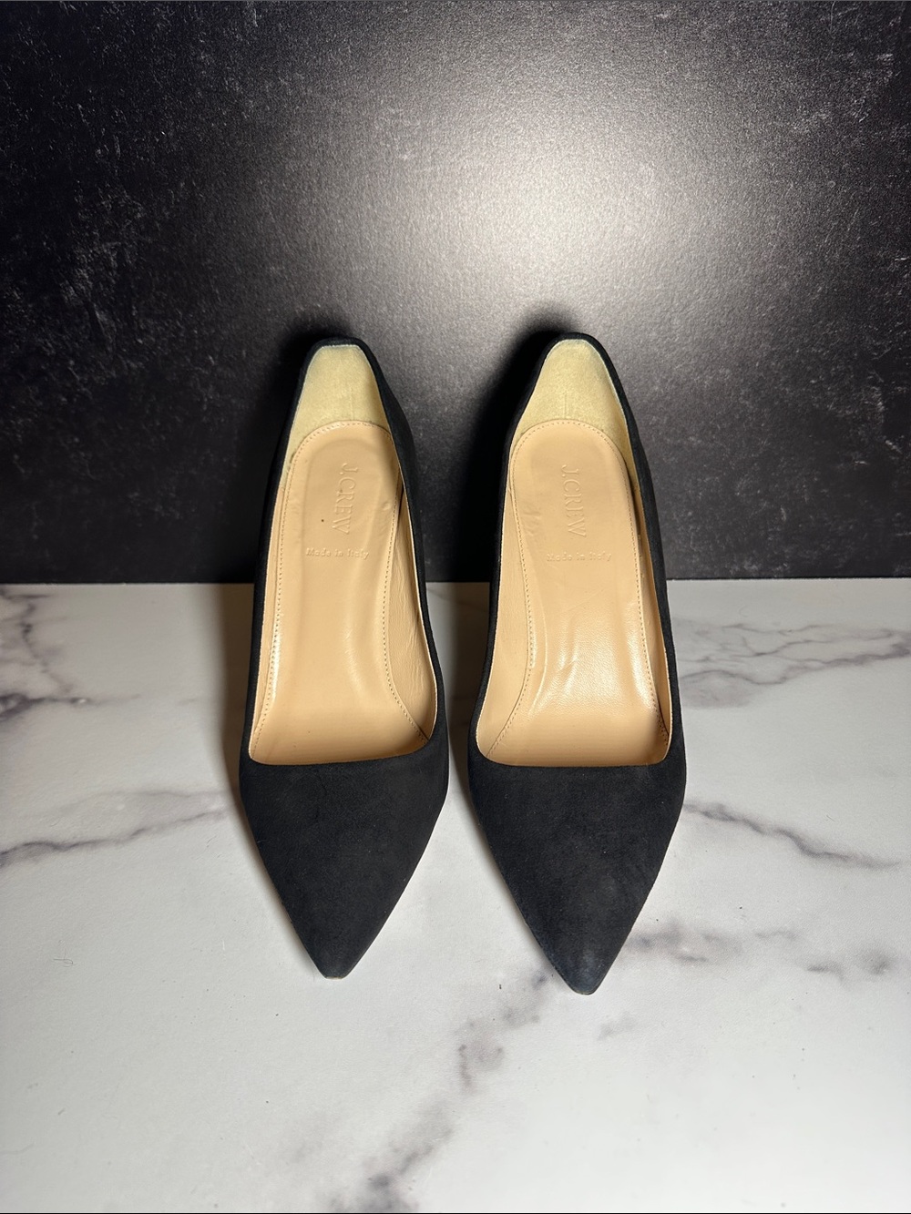 J. Crew Black Suede Pointed-Toe Pumps